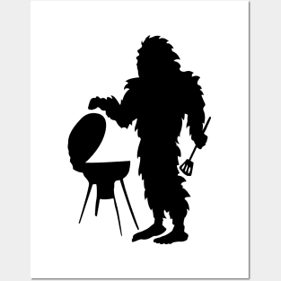 Bigfoot Camping HIking Silhouette Posters and Art